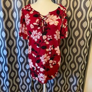Liz Clairborne Career Woman Red Floral Blouse. Size 1X